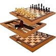 Deluxe Wooden Chess, Checker & Backgammon Set