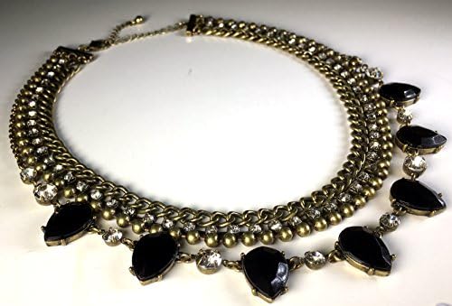 Kali Collection Layer Chain Lucite Bead Statement Necklace (Black)