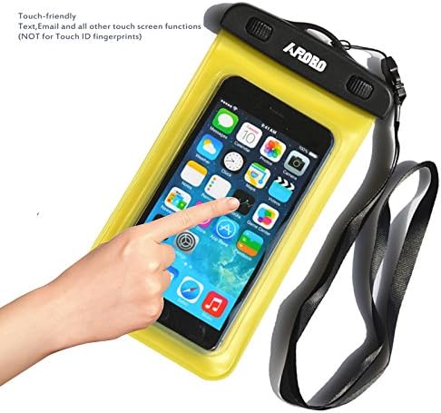 Arobo Universal Waterproof Cell Phone Carrying Cases, For Apple iPhone 6,plus, 5s, 5, Galaxy S5, S4 S3, HTC One, Galaxy Note 3,Note 2, MP3 Player - IPX8 Certified to 100 Feet(yellow)