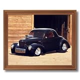 Vintage 1941 Willy's Pro Street Coupe Car Automobile Wall Picture Oak Framed Art Print