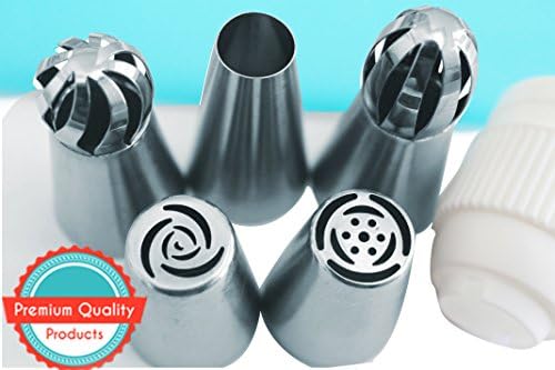 Peace Home Products, LLC Orginal Russian Piping Tips Large Set 304 Stainless Nozzle Kit for Decorating Cake and Icing Cupcake FREE Coupler and Pastry Bag