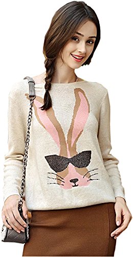 ニット セーター プルオーバー ウール うさぎ ラビット スウィート 長袖 カジュアル キュート エレガンス レディース 秋物 冬物 可愛いスカーフ付き R541