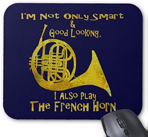 Chiulol French Horn Text Blue Rectangle Non-slip Rubber Mouse Pad