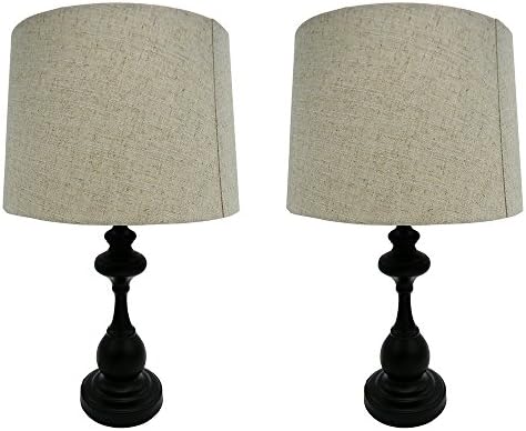 Outstanding Household Modern Table Lamp with Simple Lamp Set and Linen Shade for Bedroom,Dresser,Living Room,Baby Room and Bedside (2, 19.3"/4.33")