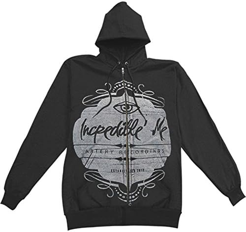 Incredible' Me Men's Eye Zippered Hooded Sweatshirt Medium Black