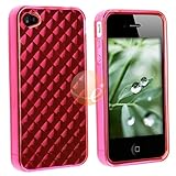 TPU Rubber Skin Case Compatible With Apple iPhone 4, Clear Hot Pink Diamond ....