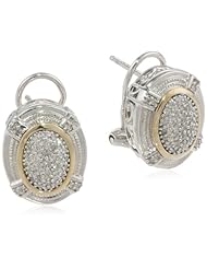 S&G Sterling Silver and 14k Yellow Gold Oval Pave Diamond Earrings (1/ 4 cttw, I-J Color, I3 Clarity)