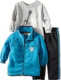 Kids Headquarters Boys 2-7 Winter Fleece Open Front Jacket With Long Sleeve Tee And Pant Set