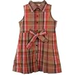 Girls Pink and Brown Plaid Pleated Sleeveless Sundress ~ Size 6, 6x