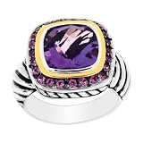 Phillip Gavriel Collection - 18K Gold Twisted Cable Sterling Silver Amethyst & Sapphire Ring