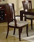 Set of 2 Dining Arm Chairs with Slat Design in Deep Cherry Finish