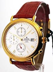 Mens Croton Leather Chrono Date Watch CC311008BRSL