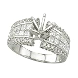 14K White Gold 1 2/3 ct. Round and Princess Cut Diamond Semi Mount Engagement Ring