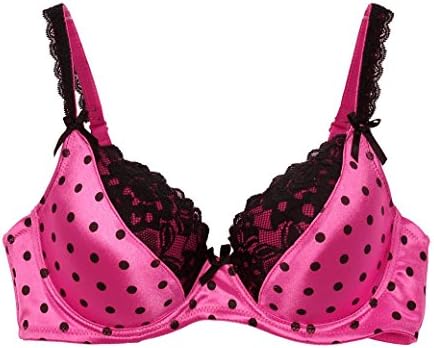 Dynashape Women's Polka Dots N' Lace Satin Balconette Bras - Pink 36D
