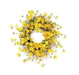 Melrose International Daisy Polyester Wreath Wispy Yellow