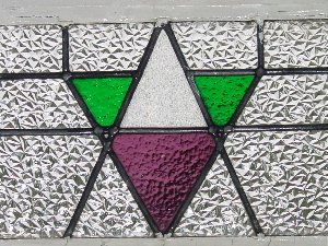 Art Deco Purple & Green Geometric Antique Stained Glass