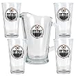 Edmonton Oilers 4pc Pint Ale Glass & 60oz Pitcher Set - Priamry Logo NHL Hockey