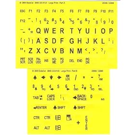Click here to buy Large Computer Keyboard Stick Ons Black on Yellow by MAGNIFYING AIDS.