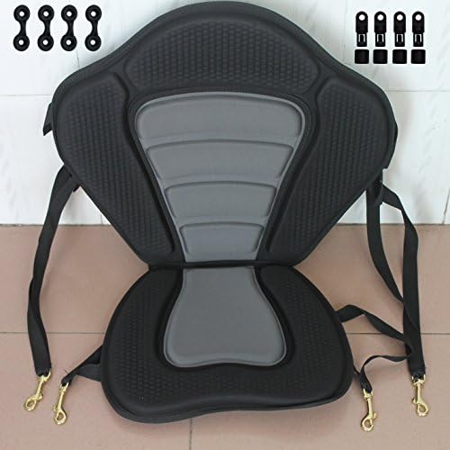 Kayak Adjustable Seat with Detachable Storage Back Pack with Four Pad Eyes and Four Terminal Ends (Grey).