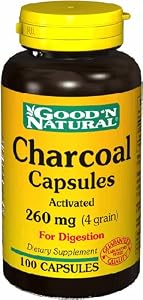 Natural Charcoal 260mg - 100 caps,(Good'n Natural)
