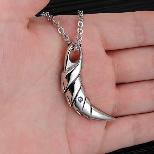 Alimab Trendy Classic Moon Pendant L Stainless Steel blue stone Necklaces Mens Moon Charm Necklace