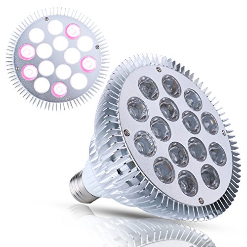 J&C Full Spectrum White Light LED Grow Light Bulb, 15W Natural Plant Light for Greenhouse Gardening, Indoor Sunlight for Vegetables, Grow Bulb for Indoor Hydroponic Plants, E27 Base