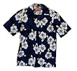 Island White Flowers Blue Hawaiian Aloha Shirt