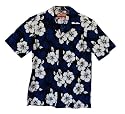 Island White Flowers Blue Hawaiian Aloha Shirt