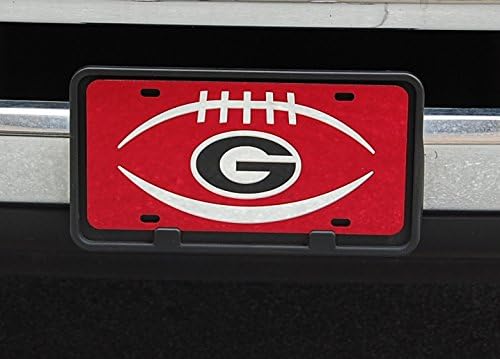 Sports Addiction Georgia Bulldogs Mirror Laser License Plate Tag Mirro Red Background, Silver, Black - Football and G Logo