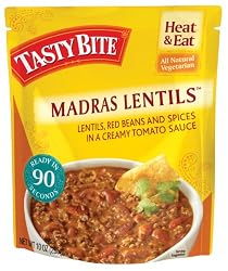 Tasty Bite Madras Lentils Entree, Heat & Eat, 10-Ounce Boxes (Pack of 6)