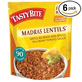 Tasty Bite Madras Lentils Entree, Heat & Eat, 10-Ounce Boxes (Pack of 6)