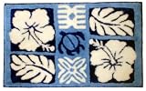 HAWAIIAN HIBISCUS RUG/MAT - NAVY BLUE - HAWAIIAN DECOR