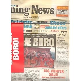 Scarborough v Chelsea Scarborough Evening News newspaper of 23/01/2004
