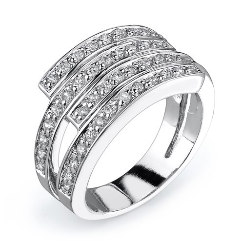 Glamorous and Breathtaking: Sterling Silver Designer Inspired Size 7 Right Hand Ring with CZ Diamonds