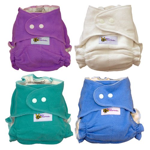 Baby BeeHinds One Size Fitted Cloth Diaper Blue, Green, Natural, Orchid 12 Pack