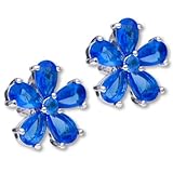 Flower December Blue Zircon Color Birthstone 925 Sterling Silver Earrings Stud