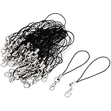 COSMOS 3 inches Black 20 PCS Cellphone Strap with Silver Color Tone Split Ring and Lobster Clasp with Free Cosmos Cable Tie