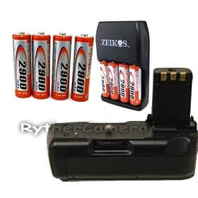 Digital Concepts Deluxe Power Grip For Canon Rebel XT XTI EOS-350D & EOS-400D With 8 AA Zeikos Batteries And 1 Zeikos 4 AA Quick Travel Charger
