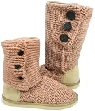 Sweater Scrunchy Boots Big Buttons Vegan Camel