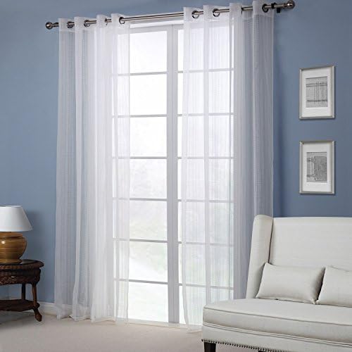 MAGINY Window Treatment Transparent Solid White Tulle Grommet Drape Curtains (52 by 63 inch/132160cm) Single Panel