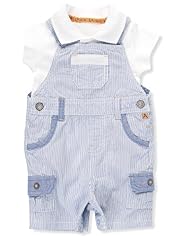 2 Piece Autograph Pure Cotton Striped Bibshort Dungaree Outfit