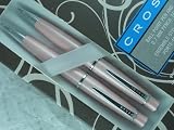 Cross 2012 Executive Style Limited Edition Pearlescent Rose Pink Pen and Pencil Set in Pristine Cross gift box and colorfully matching Cross gift bag
