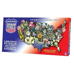 State Flowers 1000 pc USA-Shaped Jigsaw Puzzle by TDC Games