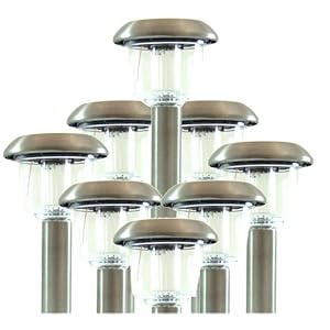 Stainless steel solar powered garden lights 8 pack
