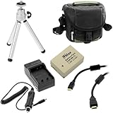 GTMax NB-7L Lithium-Ion Battery + Travel AC Charger with Car Adapter + Blac ....