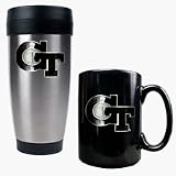 Georgia Tech Yellow Jackets Stainless Steel Travel Tumbler and Ceramic Mug Set