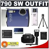 Olympus Stylus 790 SW 7.1MP Digital Camera (Blue) + xD-Picture Card Reader/Writer + Spare Li-42B Battery for Olympus + Compact Digital Padded Carrying Case + Sunpak Digital Slave Grip with LED Indicators + High Power Bounce Head Automatic Electronic Flash