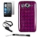 Magenta Smooth Durable TPU Skin with Argyle Texture Design Protector / Silicone Gel Skin Cover Case for HTC Inspire 4G Android Cell Phone ( AT&T ) * Includes a Rapid Travel Car Charger * Includes Anti Glare Screen Protector Guard.