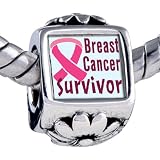 Pugster Pandora Style Bead Breast Cancer Survivor Pink Beads Fits Pandora Bracelet
