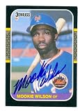Mookie Wilson Autographed/Hand Signed baseball card (New York Mets) 1987 Donruss #487 (67)